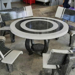 Bộ bàn ghế đá granito tròn 2 màu