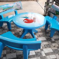 Bộ ghế đá granito vẽ tranh